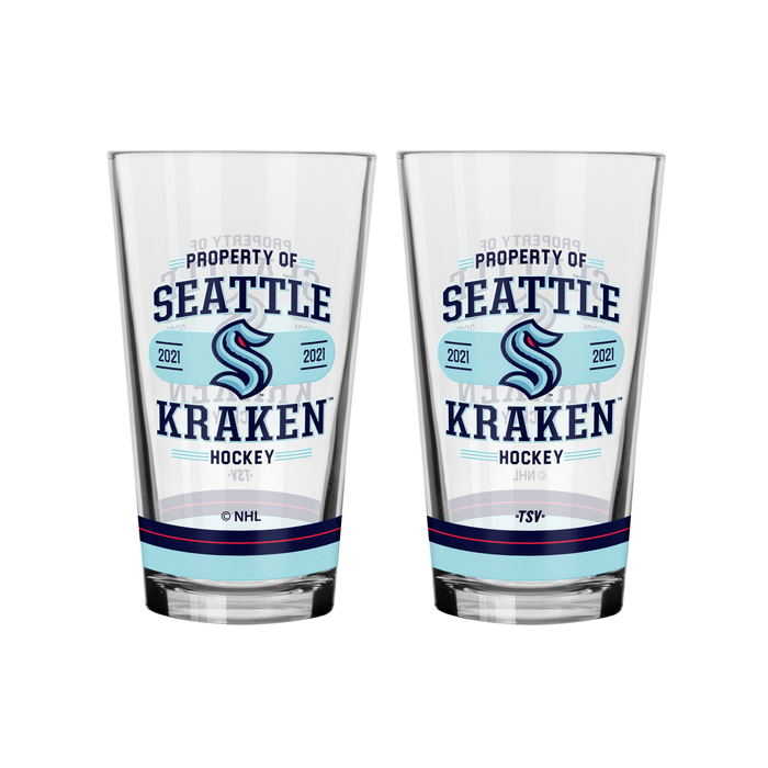NHL Seattle Sea Kraken Property of 16 oz 2-pack Mixing Glass