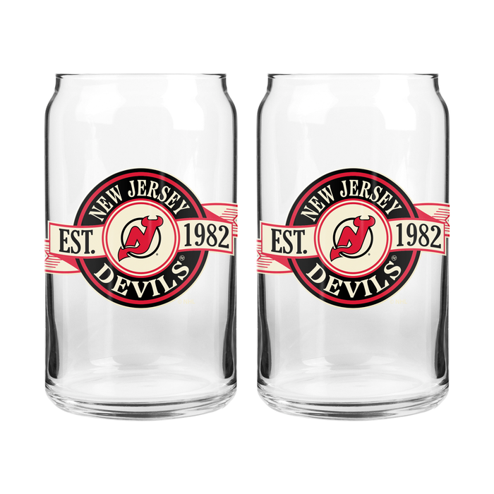 NHL New Jersey Devils 16 oz Can Glass Banner Design