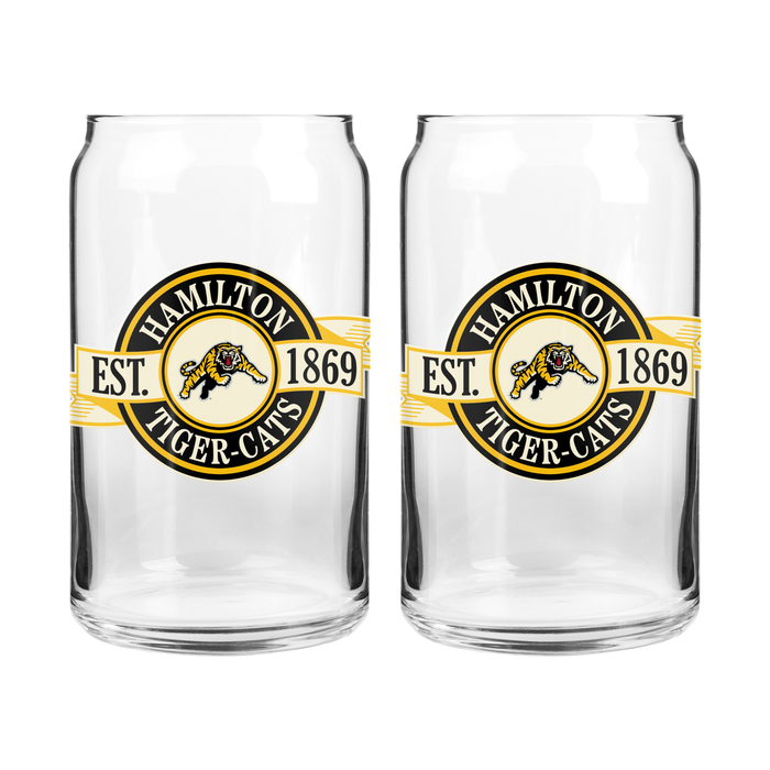 CFL Hamilton Tiger-Cats 16 oz Can Glass Banner Design