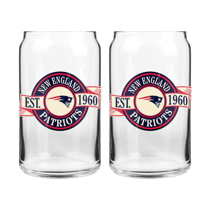 NFL New England Patriots 16 oz Clear Banner Design