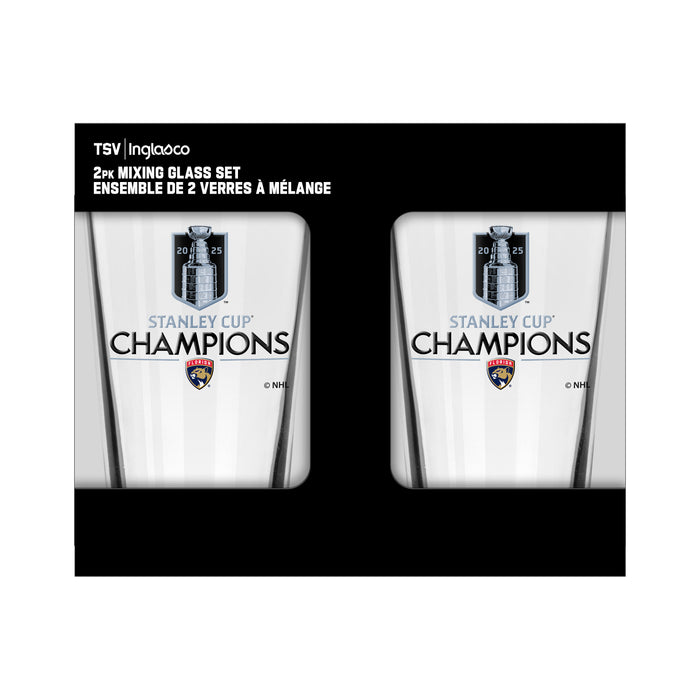 NHL Playoffs 2025 Stanley Cup Champs Florida Panthers 2 pack 16 oz Mixing Glass