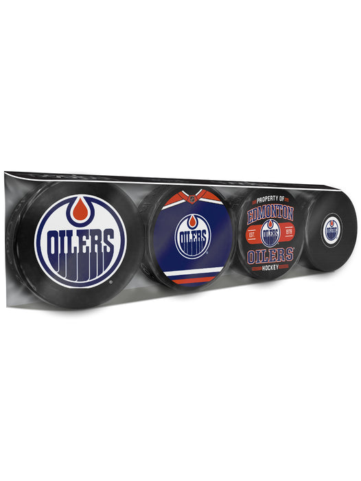 NHL Edmonton Oilers Souvenir Hockey Puck Collector's 4-Pack