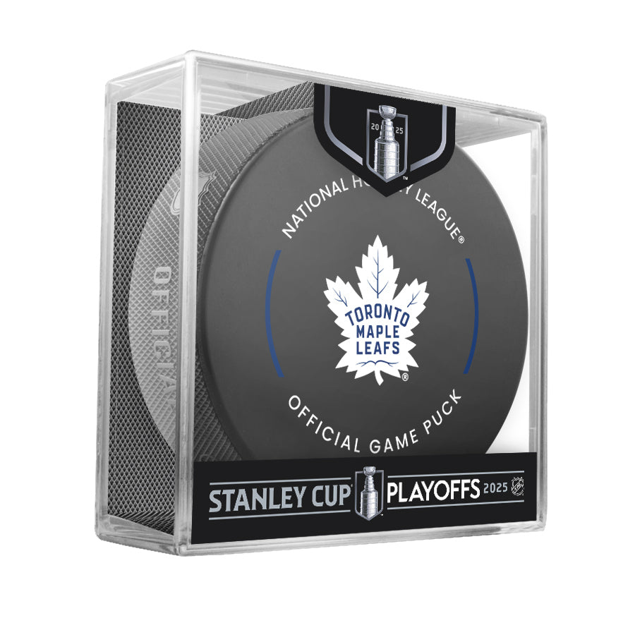 NHL Toronto Maple Leafs 2025 Official Playoffs Game Hockey Puck Design In Cube