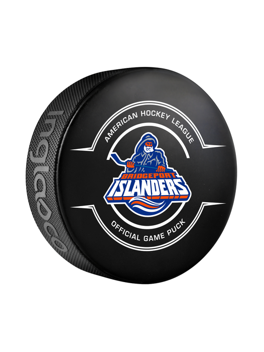 AHL Bridgeport Islanders 2024-25 Official Game Hockey Puck In Cube