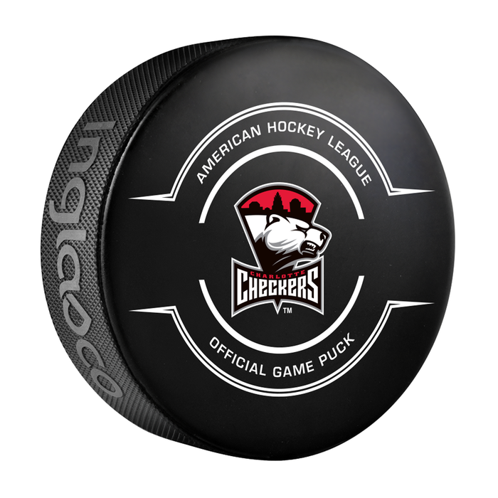 AHL Charlotte Checkers 2024-25 Official Game Hockey Puck In Cube