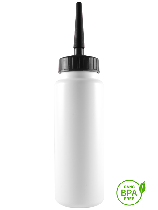 1000ml White Tallboy Water Bottle With Black Straw Top Lid