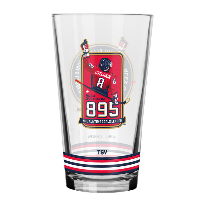NHLPA Alex Ovechkin Washington Capitals 895 All-Time Goals Leader 16oz Mixing Glass