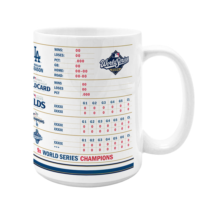 MLB World Series Champs 2025 LA Dodgers Stats Design Ceramic Mug Sublimated 15 Oz