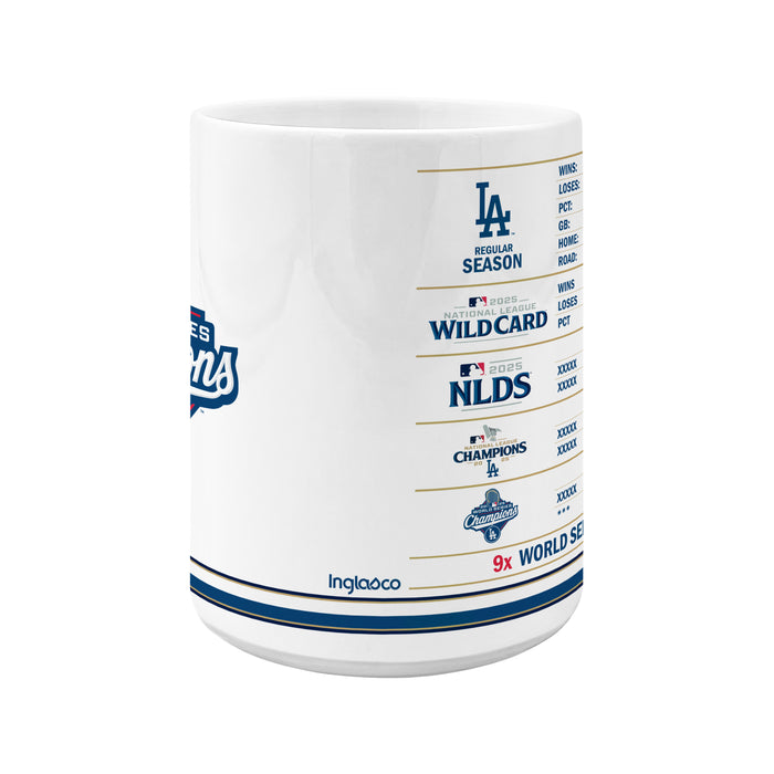 MLB World Series Champs 2025 LA Dodgers Stats Design Ceramic Mug Sublimated 15 Oz