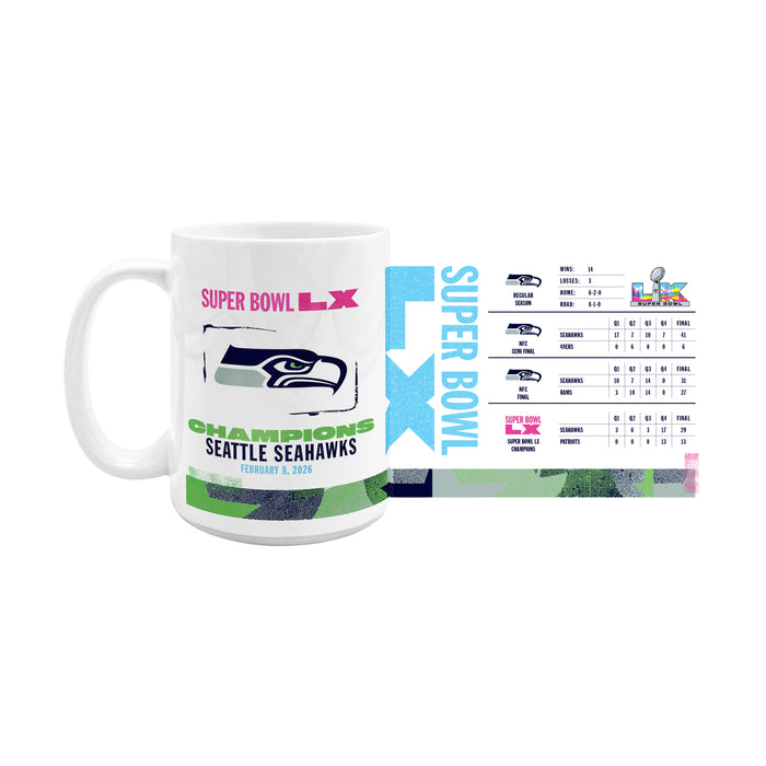 NFL Seattle Seahawks Super Bowl 2026 Champs 15 Oz Stats Ceramic Mug