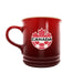 Canada Soccer 14 oz red stoneware mug with white Canada national team soccer crest