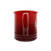 Canada Soccer 14 oz red stoneware mug rear view showing handle and faded Canada crest