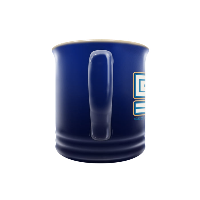 MLB Toronto Blue Jays 14 oz navy stoneware mug back view with handle and partial 50 logo