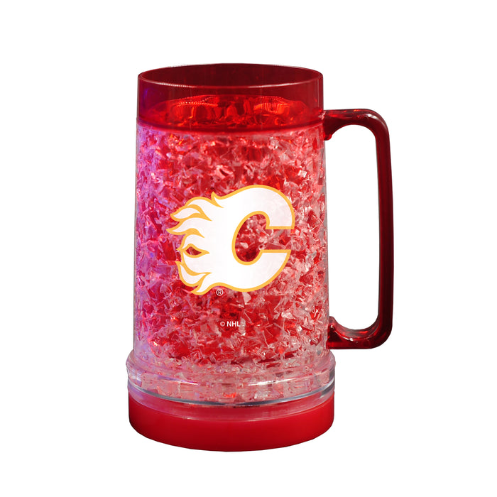 NHL Calgary Flames 16 OZ Plastic Light up Freezer Mug Glass Red