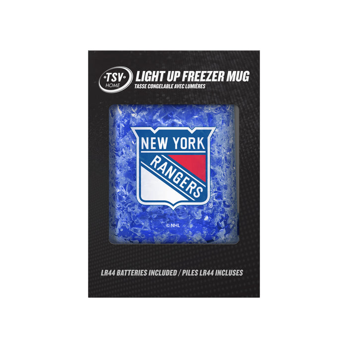 NHL New York Rangers 16 OZ Plastic Light up Freezer Mug Glass Blue