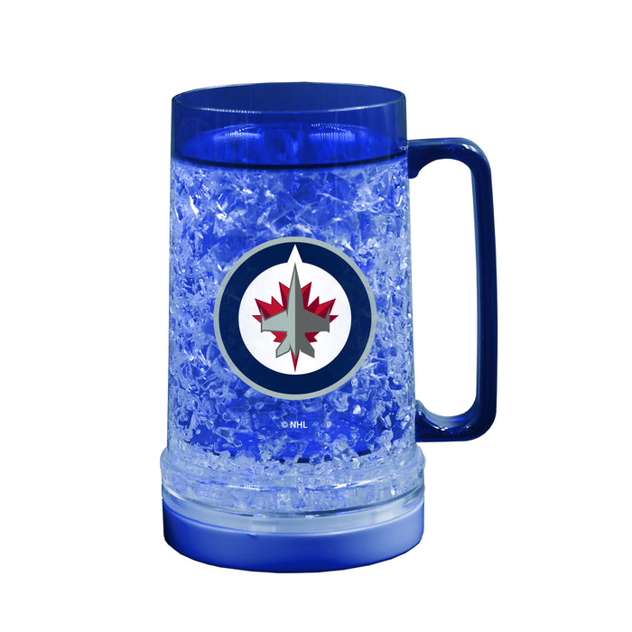 NHL Winnipeg Jets 16 OZ Plastic Light up Freezer Mug Glass Blue