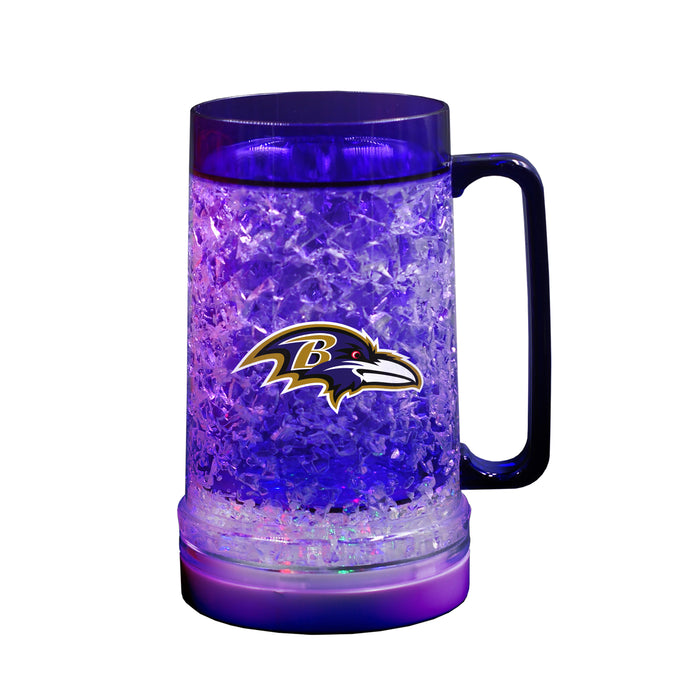 NFL Baltimore Ravens 16 OZ Plastic Light up Freezer Mug Glass Purple