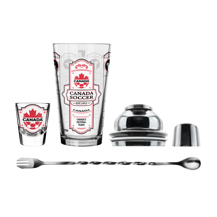 Canada Soccer Mixing Glass & Shot Glass Shaker Set