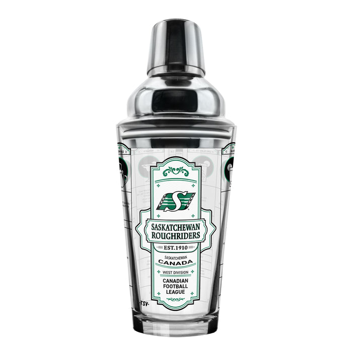 CFL Saskatchewan Roughriders Bartender Mixing Glass & Shot Glass Shaker Set