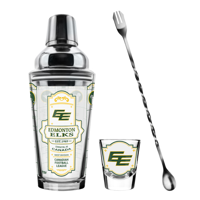 CFL Edmonton Elks Bartender Mixing Glass & Shot Glass Shaker Set