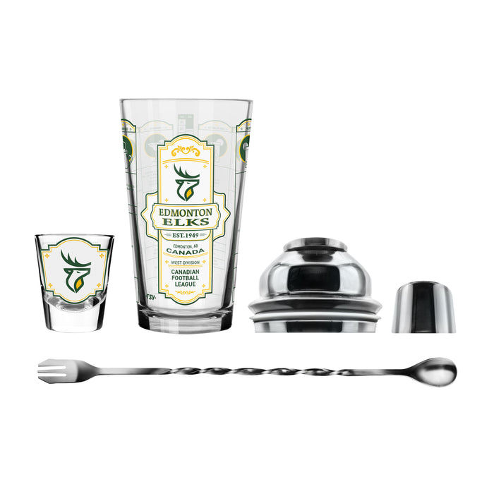 CFL Edmonton Elks Bartender Mixing Glass & Shot Glass Shaker Set
