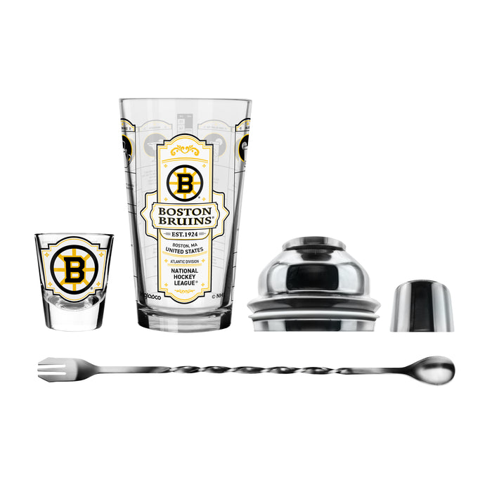 NHL Boston Bruins Bartender Mixing Glass & Shot Glass Shaker Set