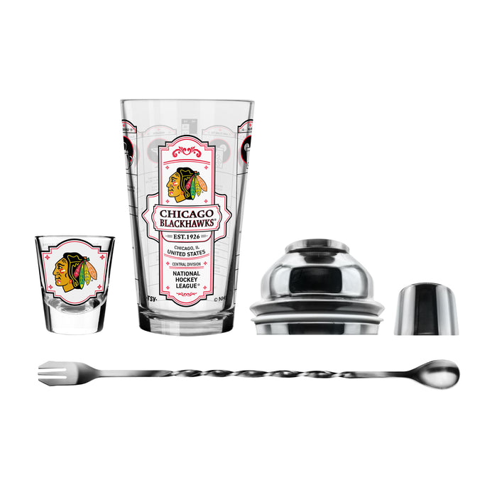 NHL Chicago Blackhawks Bartender Mixing Glass & Shot Glass Shaker Set