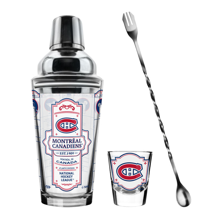 NHL Montreal Canadiens Bartender Mixing Glass & Shot Glass Shaker Set