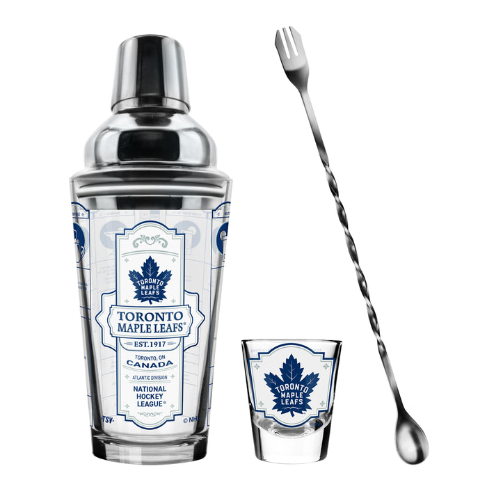 NHL Toronto Maple Leafs Bartender Mixing Glass & Shot Glass Shaker Set