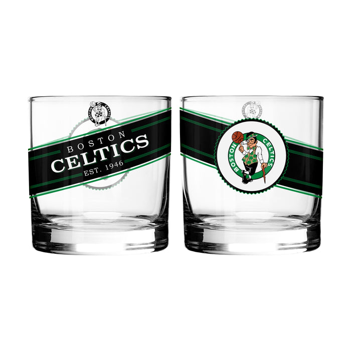 NBA Boston Celtics 10 Oz 2 Pack Rock glass Black Label