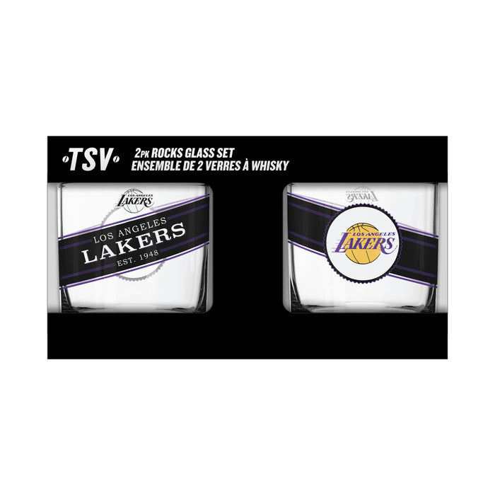 NBA Los Angeles Lakers 10 Oz 2 Pack Rock Glass Black Label