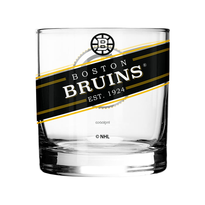 NHL Boston Bruins 10 Oz 2 Rock Glass Collection Pack Black Label