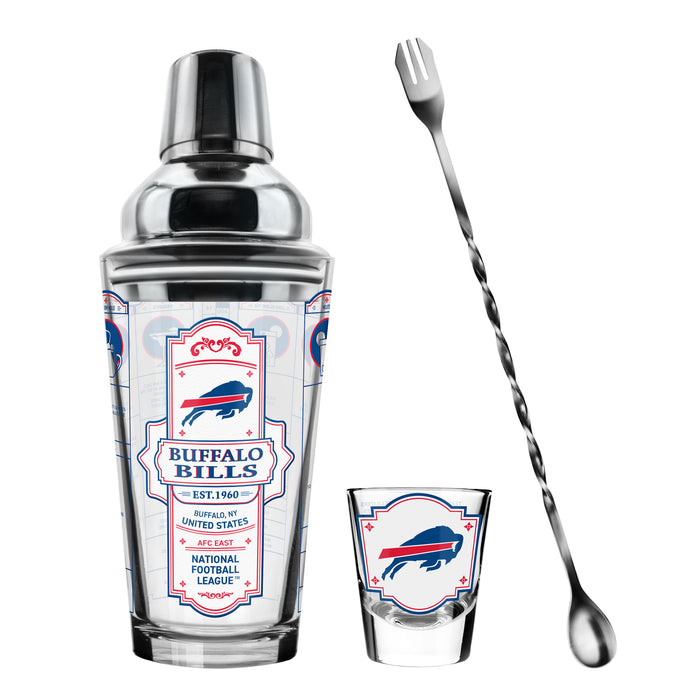 NFL Buffalo Bills Bartender Mixing Glass & Shot Glass Shaker Set