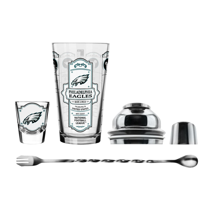 NFL Philadelphia Eagles Bartender Mixing Glass & Shot Glass Shaker Set