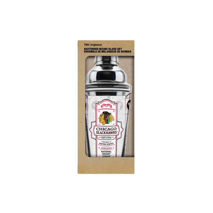 NHL Chicago Blackhawks Bartender Mixing Glass Shaker Set