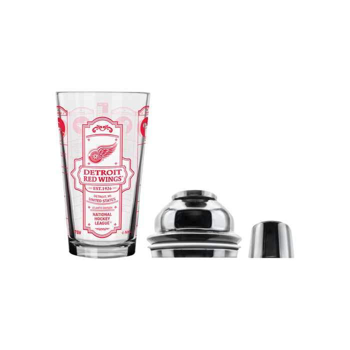 NHL Detroit Red Wings Bartender Mixing Glass Shaker Set