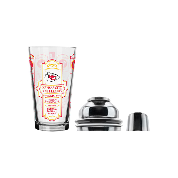 NFL Kansas City Chiefs Bartender Mixing Glass Shaker Set