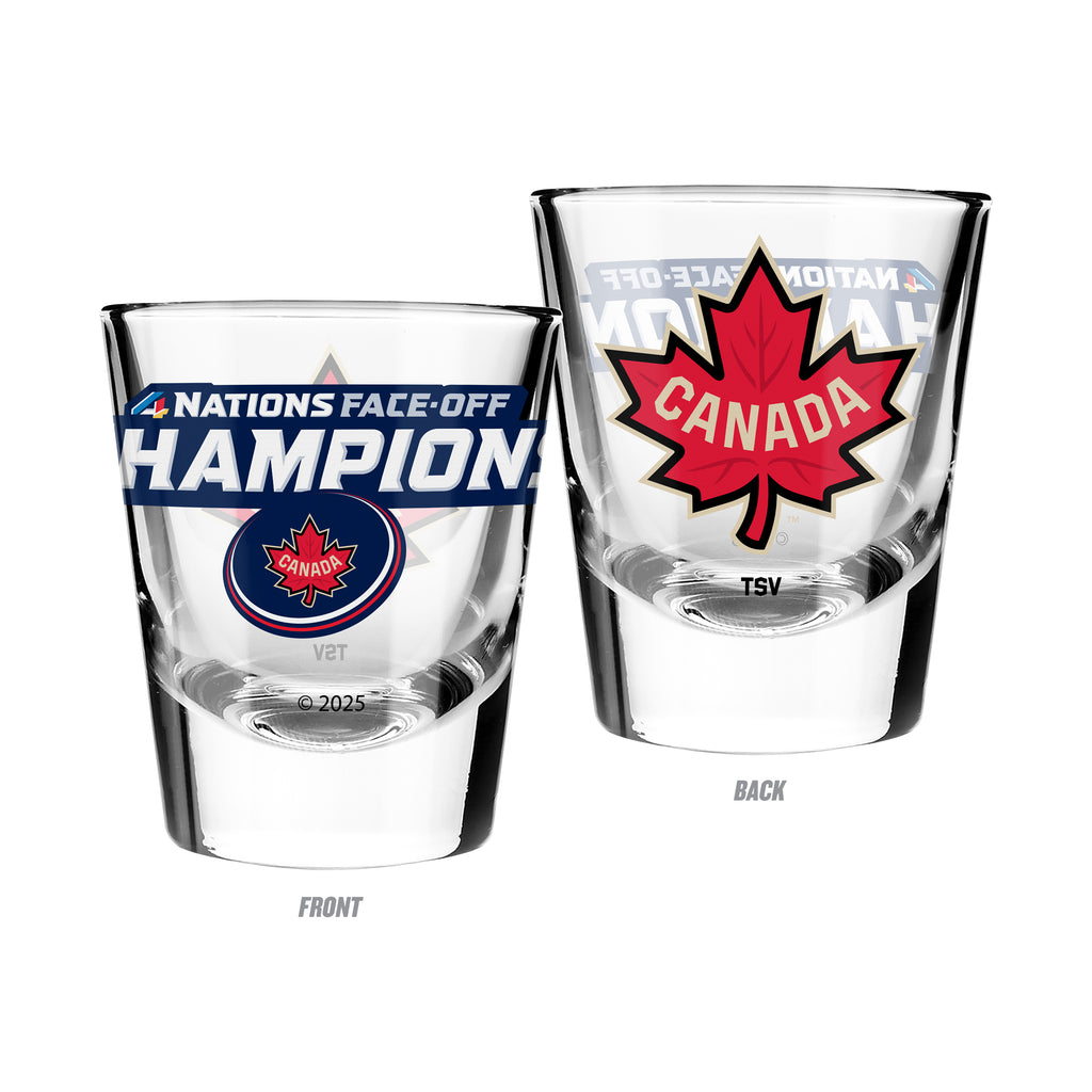 NHL 4 Nations Face-Off 2025 Canada Champions Shot Glass (2-piece set)