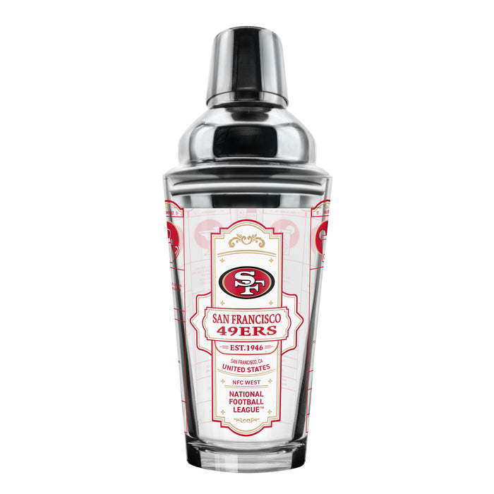 NFL San Francisco 49ers Bartender Mixing Glass & Shot Glass Shaker Set