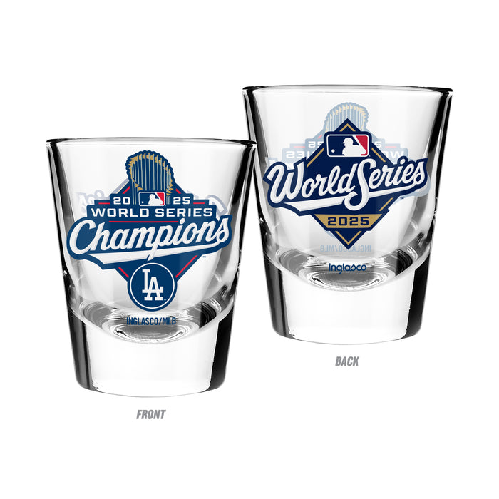MLB World Series Champs 2025 LA Dodgers Full Wrap 2 Shot Glass Collection Pack 2 Oz
