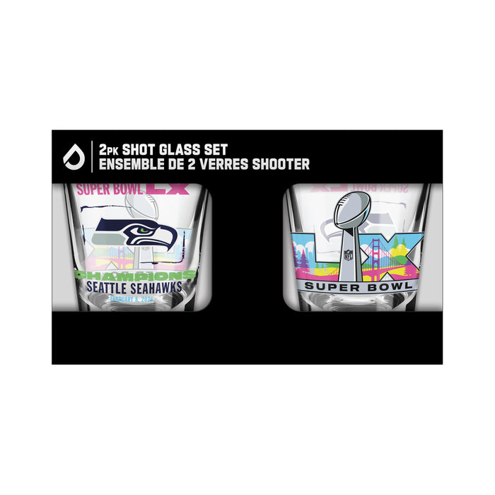 NFL Seattle Seahawks Super Bowl 2026 Champs 2-Pack Shot Glass Set