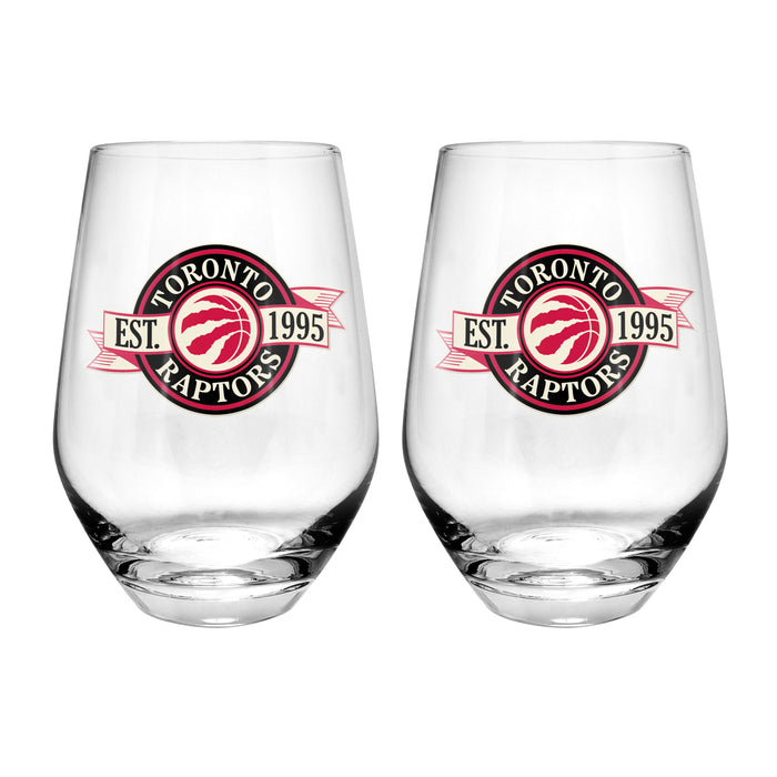 NBA Toronto Raptors 19 Oz 2 Wine Glass Stemless Collection Pack Banner Design