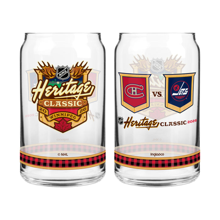 NHL Heritage Classic 2026 16 Oz 2 Pack Can Glass Winnipeg Dueling Montreal VS Winnipeg