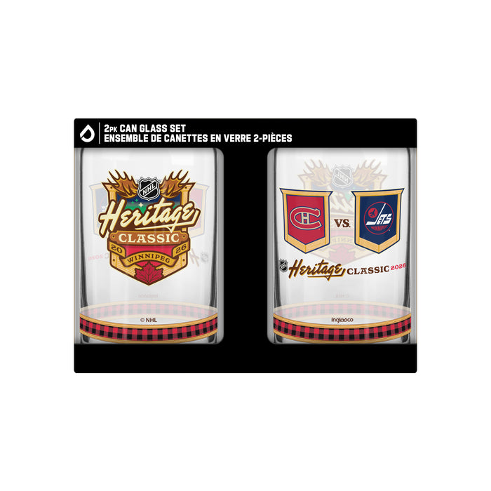 NHL Heritage Classic 2026 16 Oz 2 Pack Can Glass Winnipeg Dueling Montreal VS Winnipeg