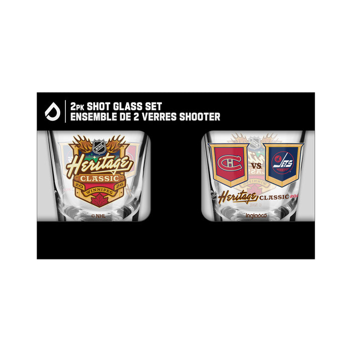 NHL Heritage Classic 2026 2 Oz 2 Pack Shot Glass Winnipeg Dueling Montreal VS Winnipeg
