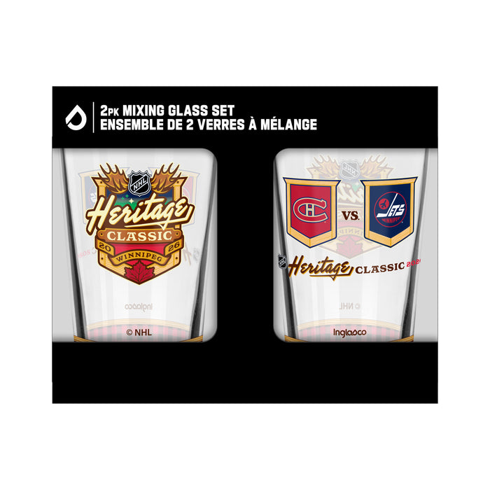 NHL Heritage Classic 2026 16 Oz 2 Pack Mixing Glass Winnipeg Dueling Montreal VS Winnipeg