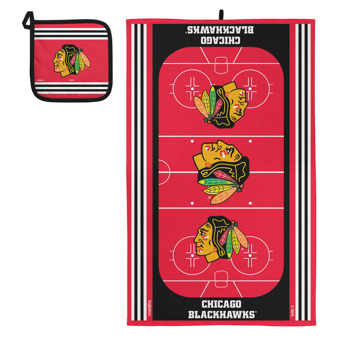 NHL Chicago Blackhawks Kitchen Towel & Pot Holder Sets