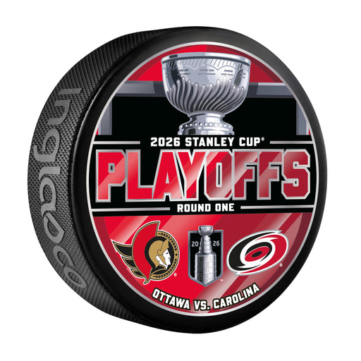 NHL Playoffs 2026  Dueling R1 Ott Senators Vs Car Hurricanes Souvenir Puck