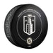Black NHL Stanley Cup Playoffs Collection souvenir puck back with white 2026 Cup crest and licensed product seal