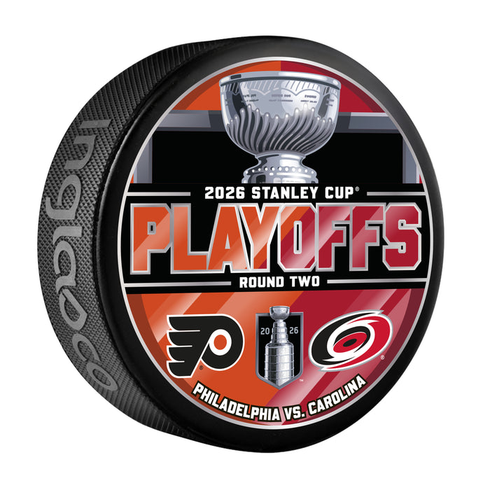 NHL Playoffs 2026  Dueling R2 Philadelphia Flyers Vs Carolina Hurricanes Souvenir Puck